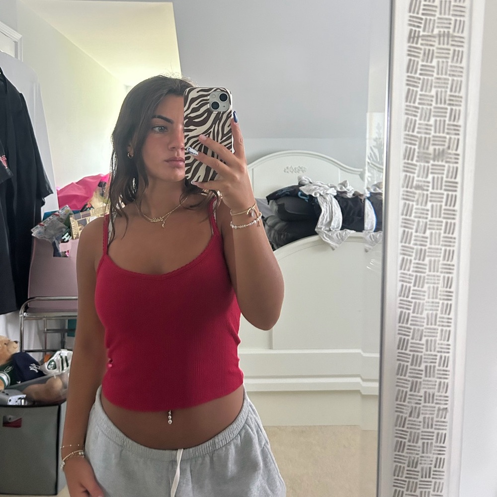 Garage Red Pointelle Tank Top Size XS